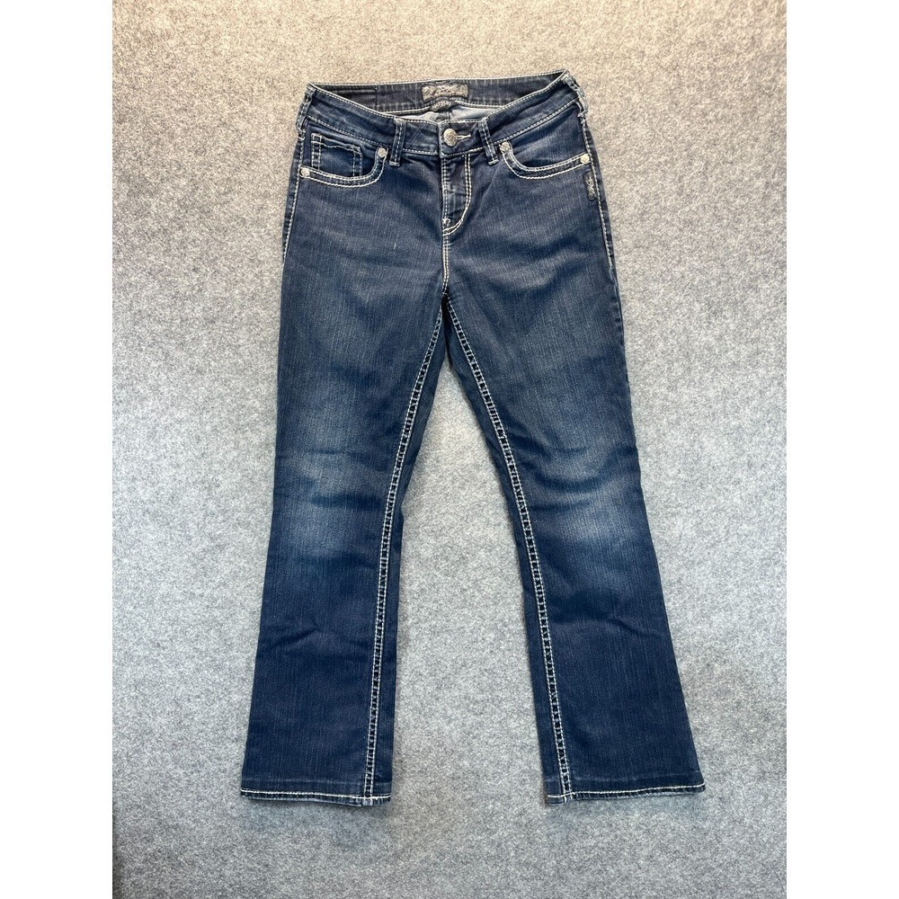 Silver Jeans Women's 29x31 Natsuki Bootcut Dark‎ Blue Women's Thick Stich Denim